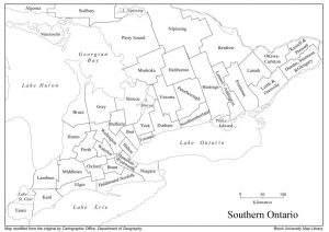 Early township map of Southwestern Ontario